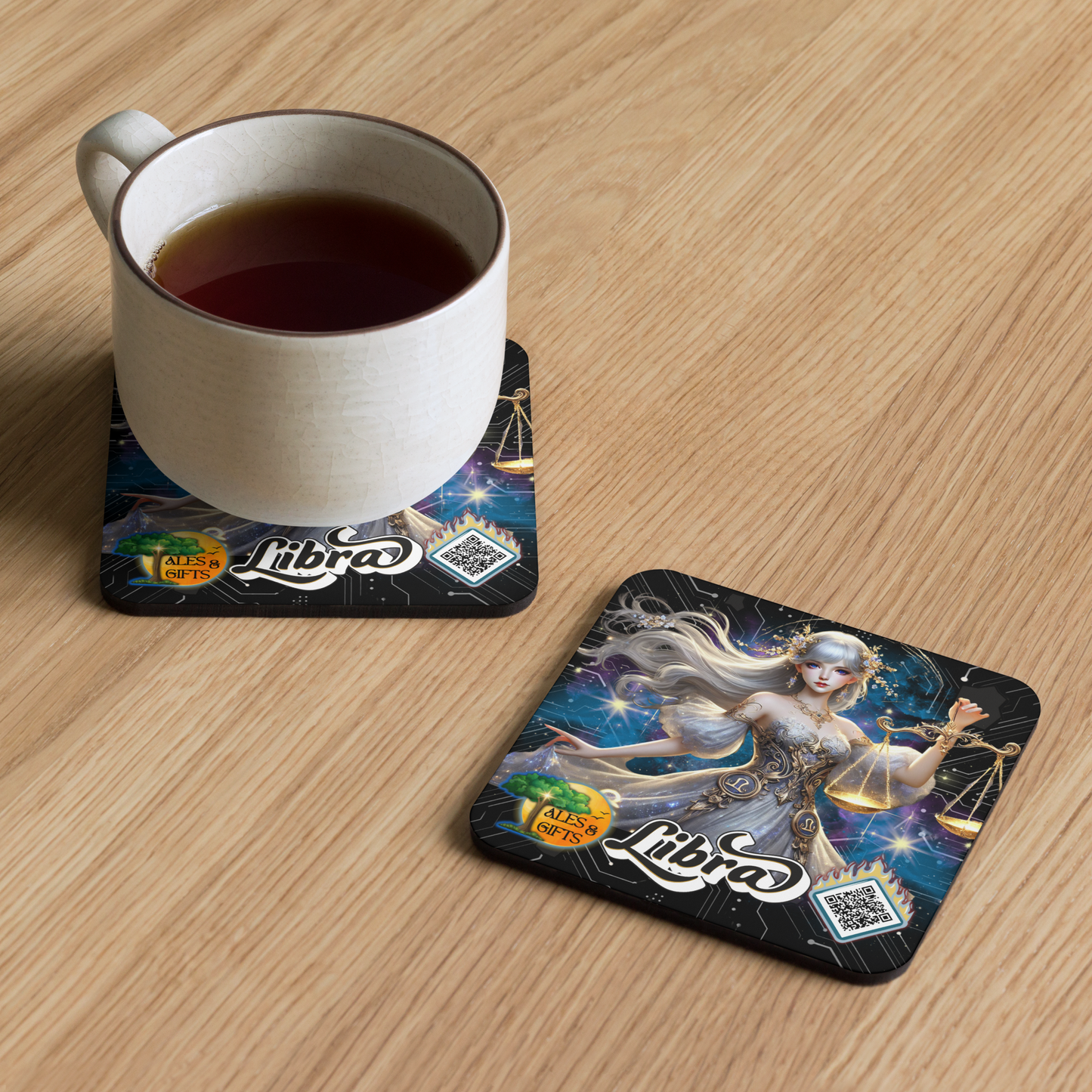 Libra Cork-back Coaster (4 pieces)