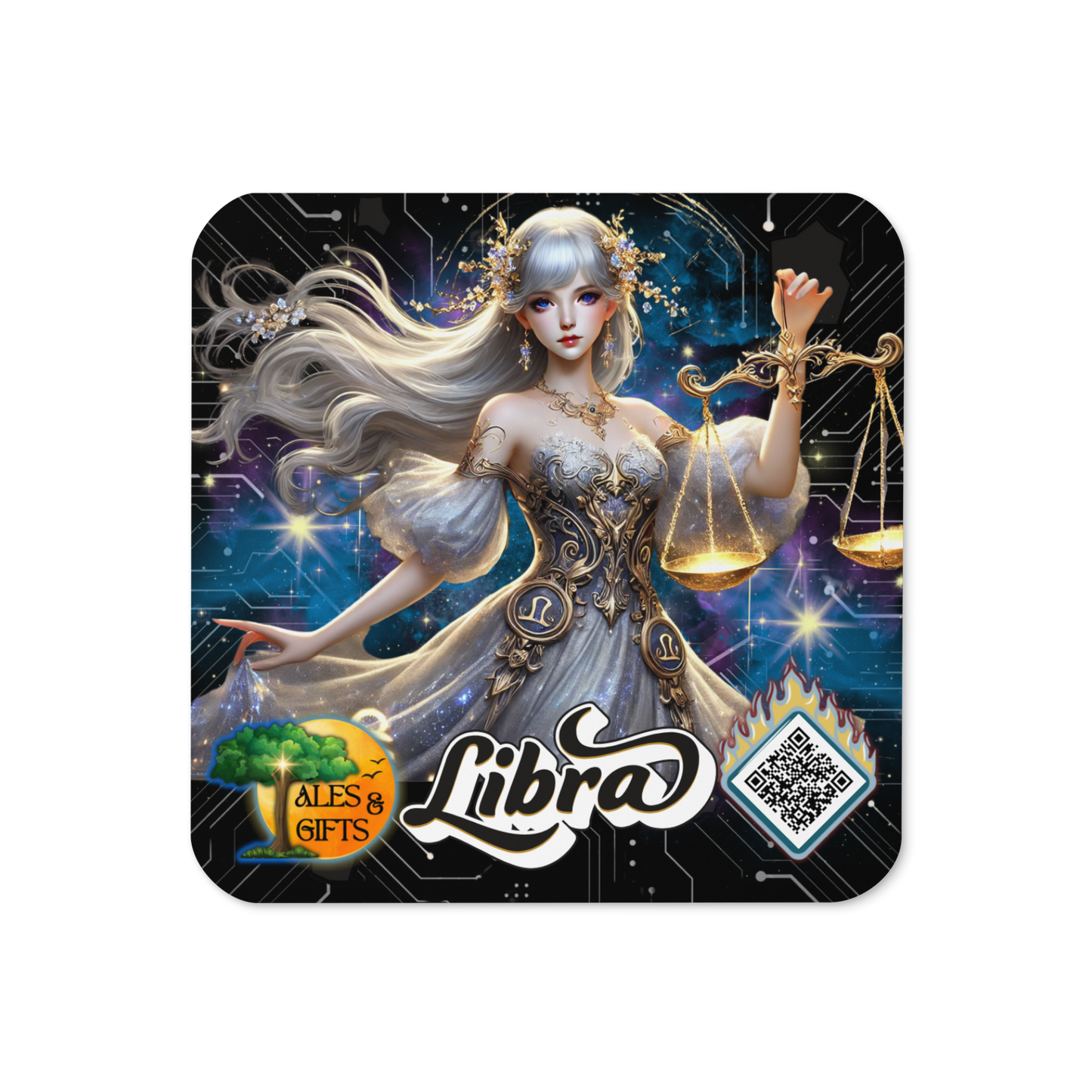 Libra Cork-back Coaster (4 pieces)