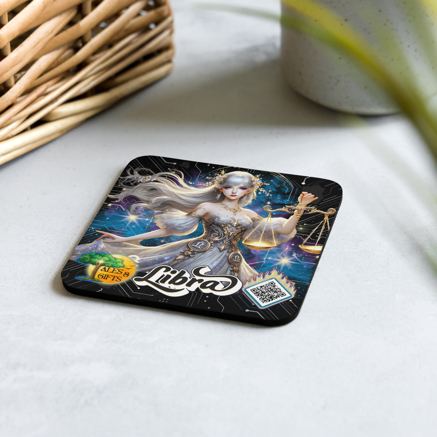 Libra Cork-back Coaster (4 pieces)